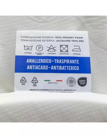 Topper Matrimoniale in Memory Foam Biancaluna art. Memory 6cm