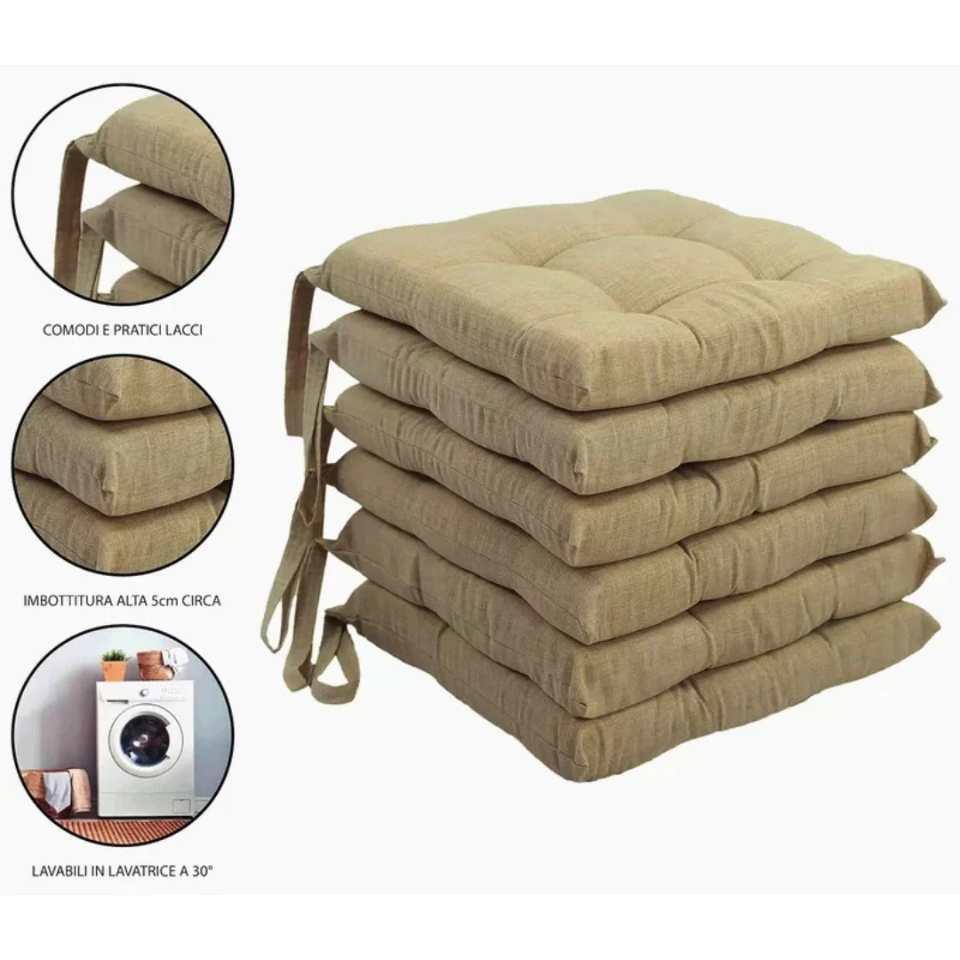 Cuscini per sedie 4 punti Morbidone set 6 pezzi