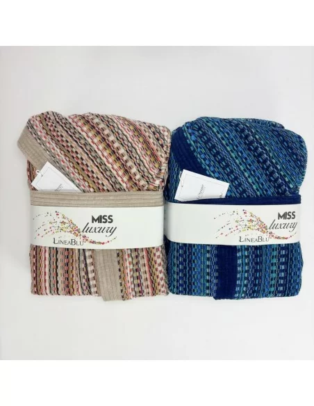 Accappatoio Lui e Lei LineaBlu art. Miss Luxury Blu Uomo e Beige Donna