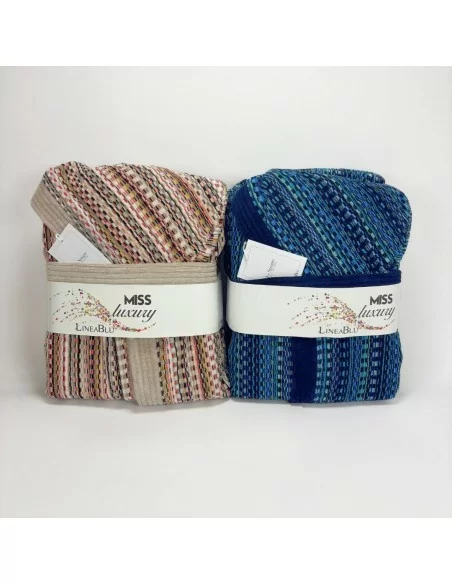 Accappatoio Lui e Lei LineaBlu art. Miss Luxury Blu Uomo e Beige Donna