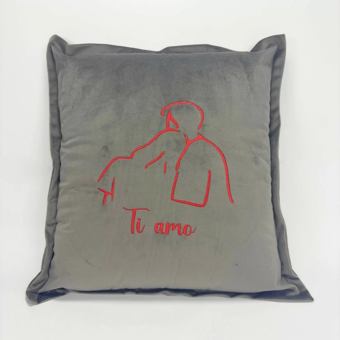 Cuscino Arredo Ricamato art. Velvet Grigio...