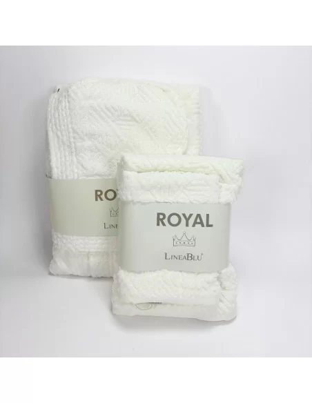Kit Basic Accappatoio e asciugamano viso + ospite LineaBlu art. Royal in spugna 520gr/mq 100% cotone idrofila tinta unita