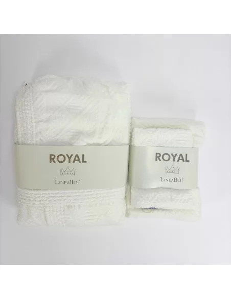 Kit Basic Accappatoio e asciugamano viso + ospite LineaBlu art. Royal in spugna 520gr/mq 100% cotone idrofila tinta unita
