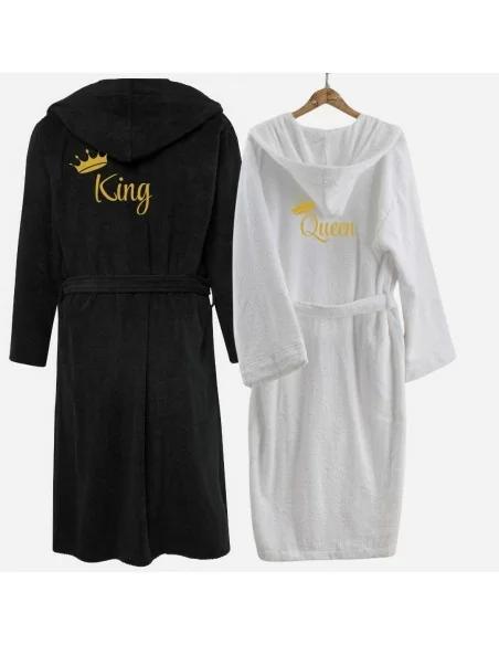 King e Queen Accappatoio Lui e Lei LineaBlu art. Marte Nero e Bianco