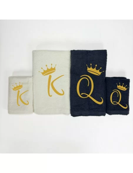 King e Queen Coppia Asciugamani LineaBlu art. Marte Bianco e Nero