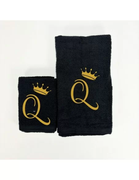 King e Queen Coppia Asciugamani LineaBlu art. Marte Bianco e Nero