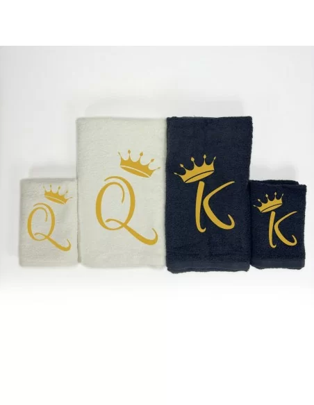 King e Queen Coppia Asciugamani LineaBlu art. Marte Nero e Bianco