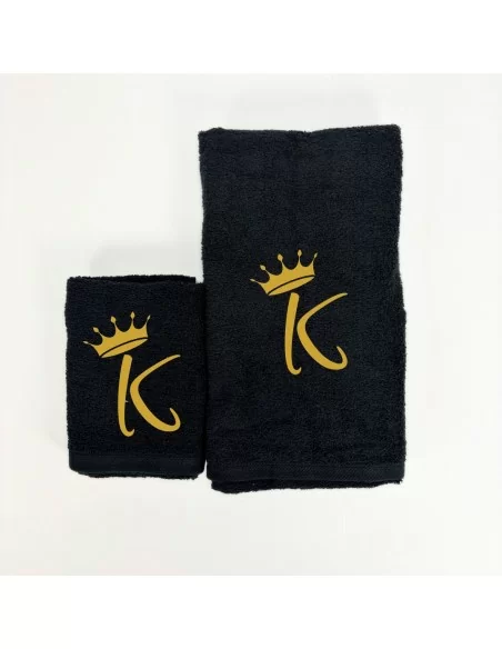 King e Queen Coppia Asciugamani LineaBlu art. Marte Nero e Bianco