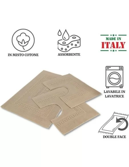 Tris Tappeti Bagno Onda Blu Torino in spugna