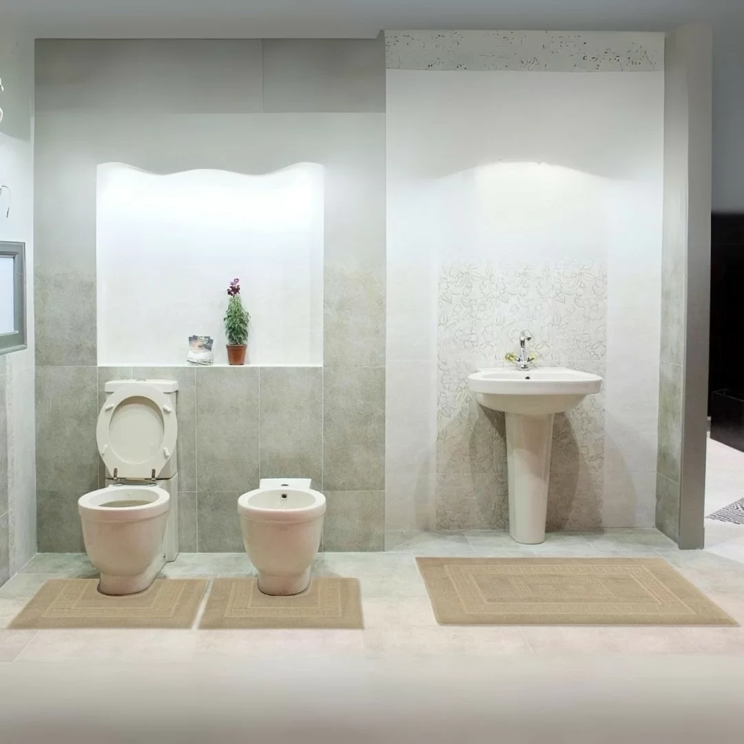 Tris Tappeti Bagno Onda Blu Torino in spugna