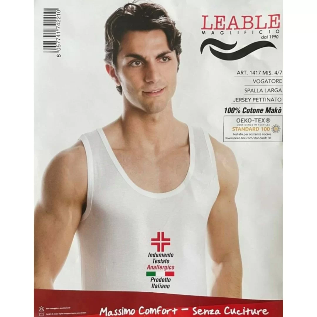 Canotta Uomo Leable art. 1417 Spalla Larga Bipack