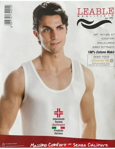 Canotta Uomo Leable art. 1417 Spalla Larga Bipack