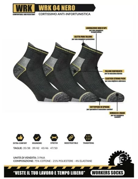 Calza Uomo Antinfortunistica art. WRK-04 Cotone set 3 pezzi