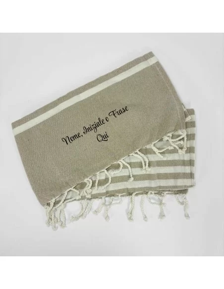 Telo da mare personalizzabile 90x170cm LineaBlu art. Fouta Beach Towel Marine in 100% cotone con trama a righe e frangia