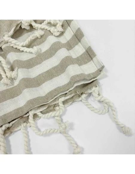 Telo da mare personalizzabile 90x170cm LineaBlu art. Fouta Beach Towel Marine in 100% cotone con trama a righe e frangia