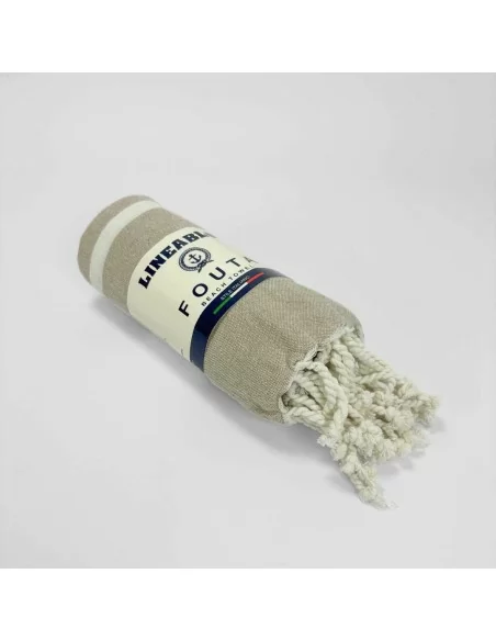 Telo da mare personalizzabile 90x170cm LineaBlu art. Fouta Beach Towel Marine in 100% cotone con trama a righe e frangia