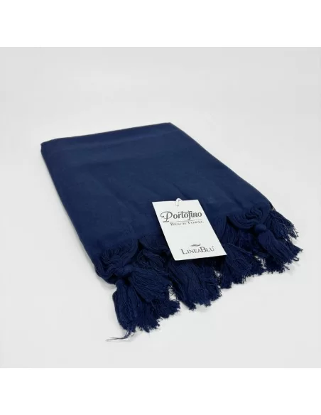Telo da mare 90x160cm LineaBlu art. Portofino Beach Towel in 100% puro cotone tinta unita con frange