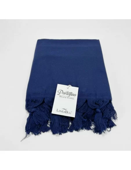 Telo da mare 90x160cm LineaBlu art. Portofino Beach Towel in 100% puro cotone tinta unita con frange