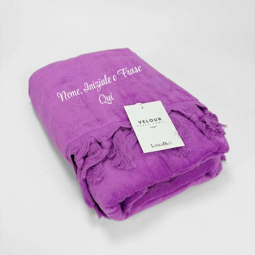 Telo Mare Velour LineaBlu 90x170cm con frangia...