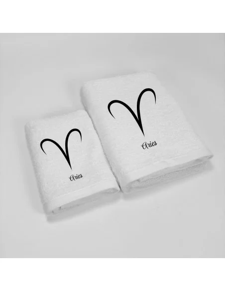 Coppia Asciugamani Personalizzati LineaBlu art. Oroscopo Bianco