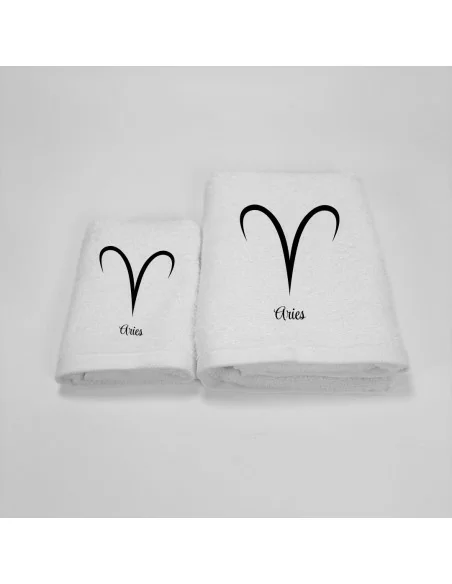Coppia Asciugamani Personalizzati LineaBlu art. Oroscopo Bianco