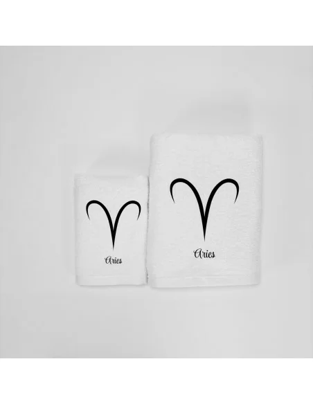 Coppia Asciugamani Personalizzati LineaBlu art. Oroscopo Bianco