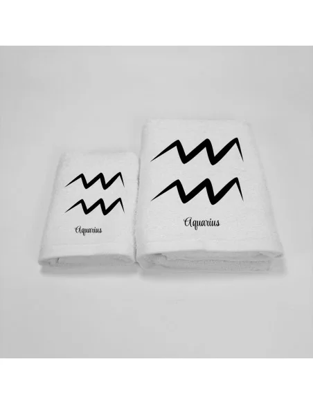 Coppia Asciugamani Personalizzati LineaBlu art. Oroscopo Bianco