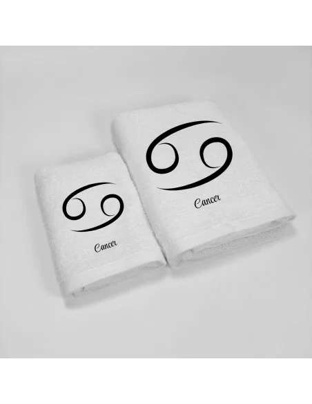 Coppia Asciugamani Personalizzati LineaBlu art. Oroscopo Bianco