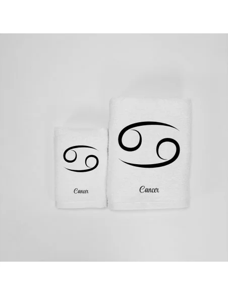 Coppia Asciugamani Personalizzati LineaBlu art. Oroscopo Bianco
