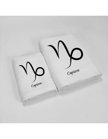 Coppia Asciugamani Personalizzati LineaBlu art. Oroscopo Bianco