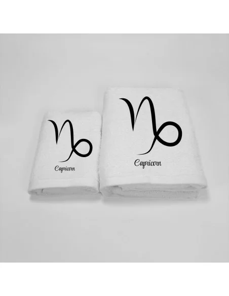 Coppia Asciugamani Personalizzati LineaBlu art. Oroscopo Bianco