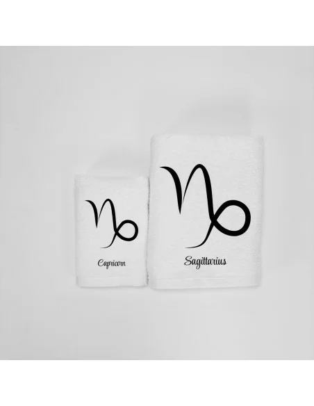 Coppia Asciugamani Personalizzati LineaBlu art. Oroscopo Bianco