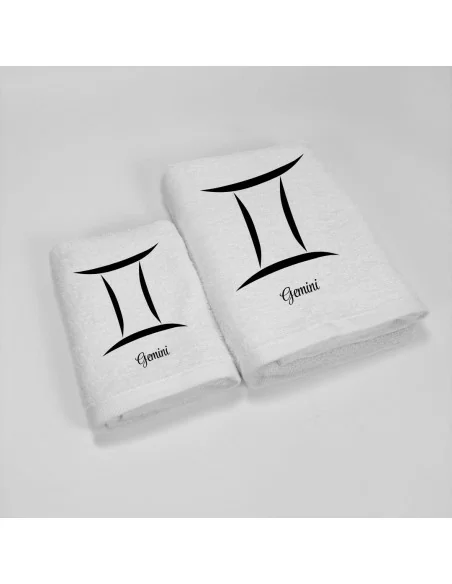 Coppia Asciugamani Personalizzati LineaBlu art. Oroscopo Bianco