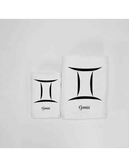 Coppia Asciugamani Personalizzati LineaBlu art. Oroscopo Bianco