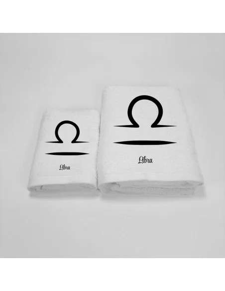 Coppia Asciugamani Personalizzati LineaBlu art. Oroscopo Bianco