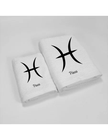 Coppia Asciugamani Personalizzati LineaBlu art. Oroscopo Bianco