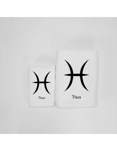 Coppia Asciugamani Personalizzati LineaBlu art. Oroscopo Bianco