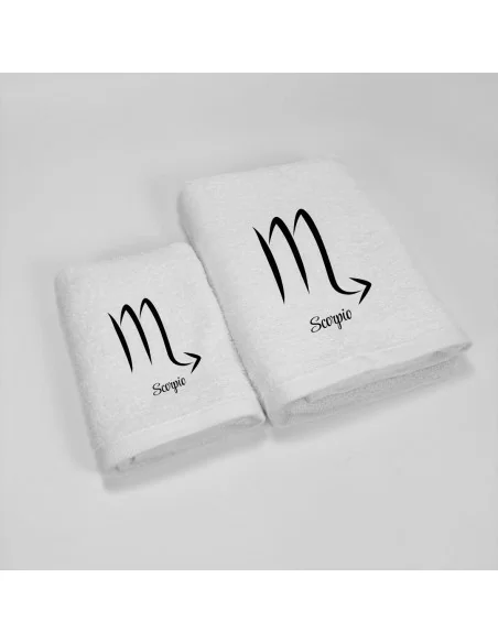 Coppia Asciugamani Personalizzati LineaBlu art. Oroscopo Bianco
