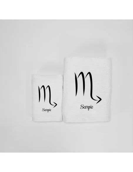Coppia Asciugamani Personalizzati LineaBlu art. Oroscopo Bianco
