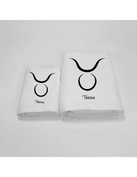 Coppia Asciugamani Personalizzati LineaBlu art. Oroscopo Bianco