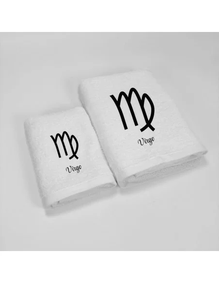 Coppia Asciugamani Personalizzati LineaBlu art. Oroscopo Bianco