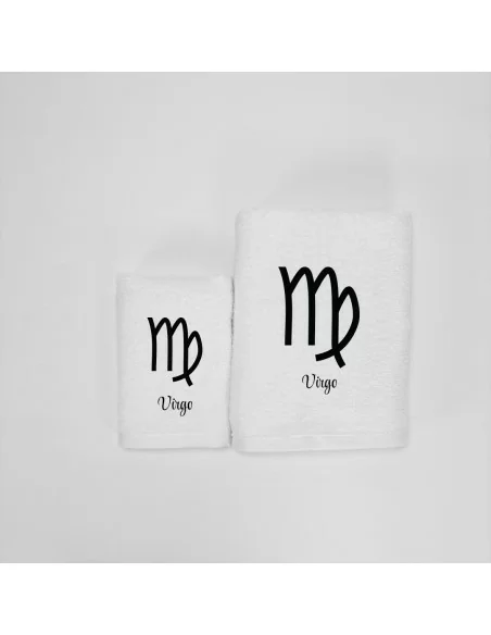 Coppia Asciugamani Personalizzati LineaBlu art. Oroscopo Bianco