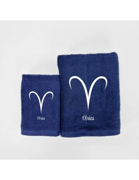 Coppia Asciugamani Personalizzati LineaBlu art. Oroscopo Blu Navy