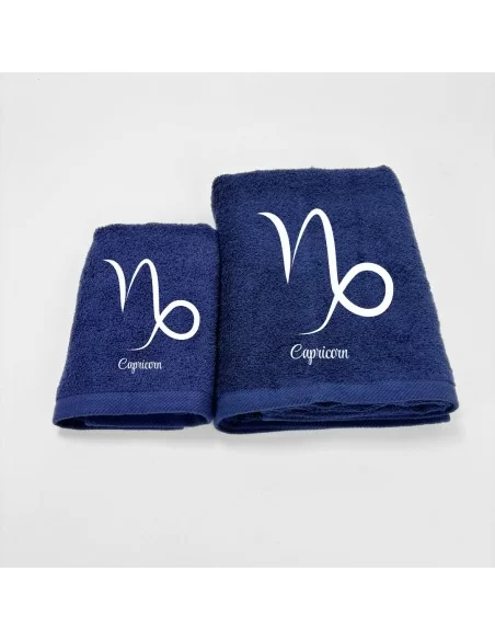 Coppia Asciugamani Personalizzati LineaBlu art. Oroscopo Blu Navy