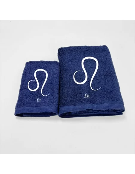 Coppia Asciugamani Personalizzati LineaBlu art. Oroscopo Blu Navy