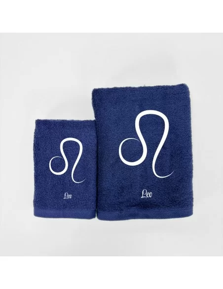 Coppia Asciugamani Personalizzati LineaBlu art. Oroscopo Blu Navy