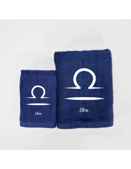 Coppia Asciugamani Personalizzati LineaBlu art. Oroscopo Blu Navy