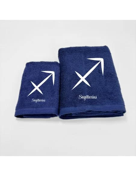 Coppia Asciugamani Personalizzati LineaBlu art. Oroscopo Blu Navy