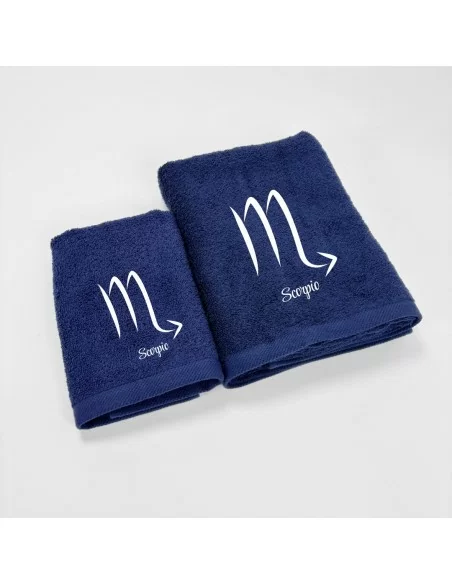 Coppia Asciugamani Personalizzati LineaBlu art. Oroscopo Blu Navy