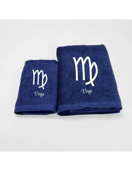 Coppia Asciugamani Personalizzati LineaBlu art. Oroscopo Blu Navy